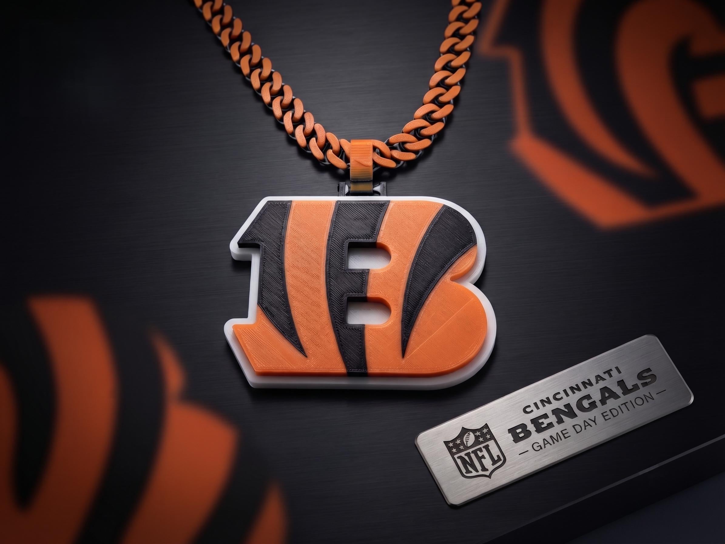 Cincinnati Bengals Necklace, NFL Bengals Logo Pendant