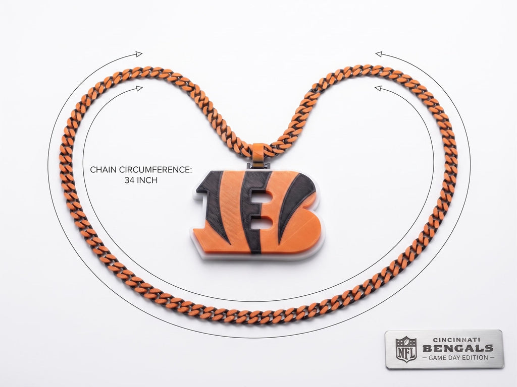 Cincinnati Bengals Necklace, NFL Bengals Logo Pendant