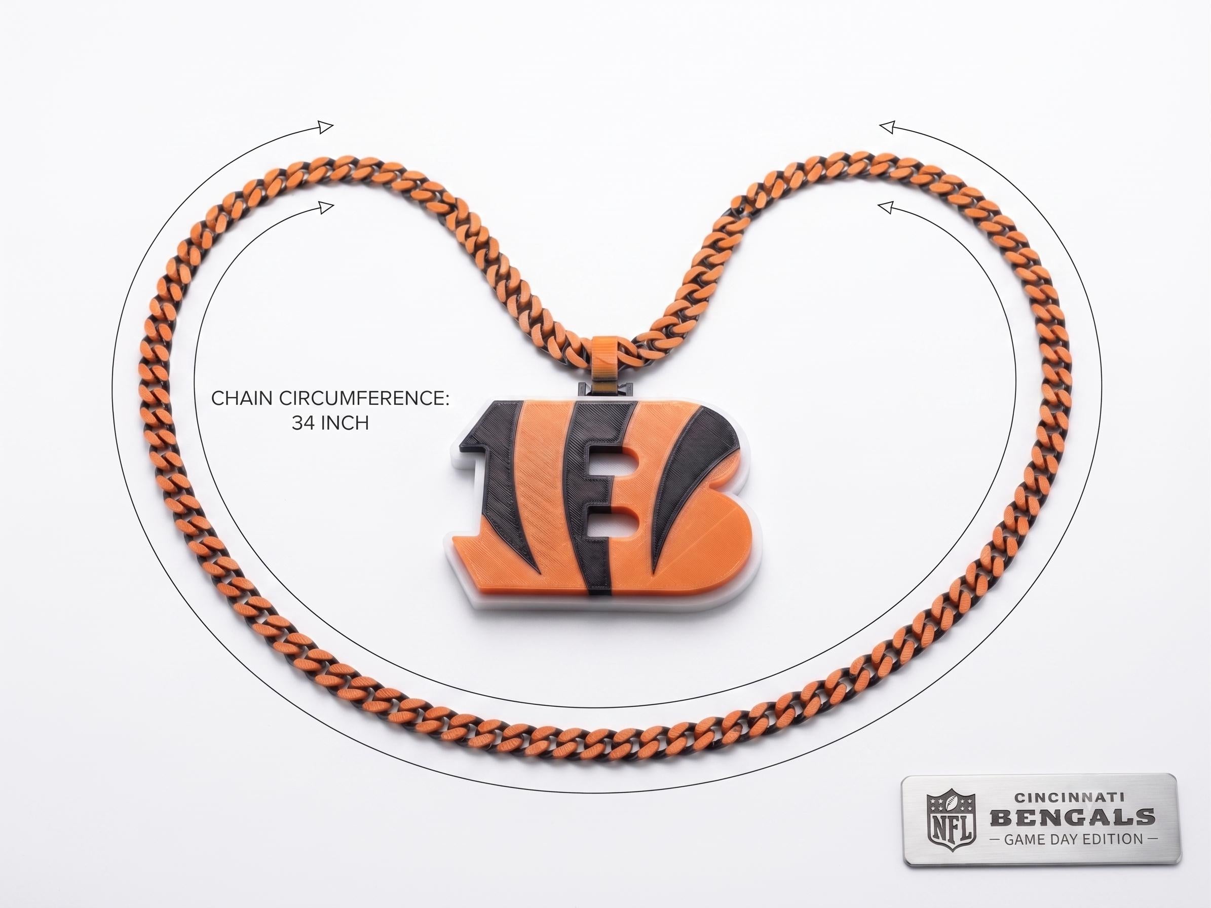 Cincinnati Bengals Necklace, NFL Bengals Logo Pendant