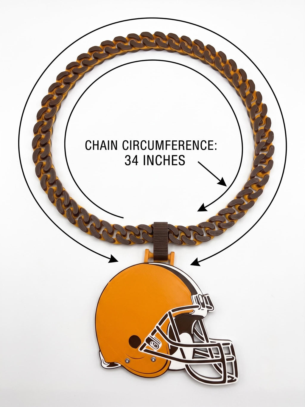 Cleveland BrownsFootball Helmet Necklace | 34" Chunky NFL Fan Chain
