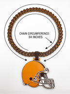 Cleveland BrownsFootball Helmet Necklace | 34" Chunky NFL Fan Chain