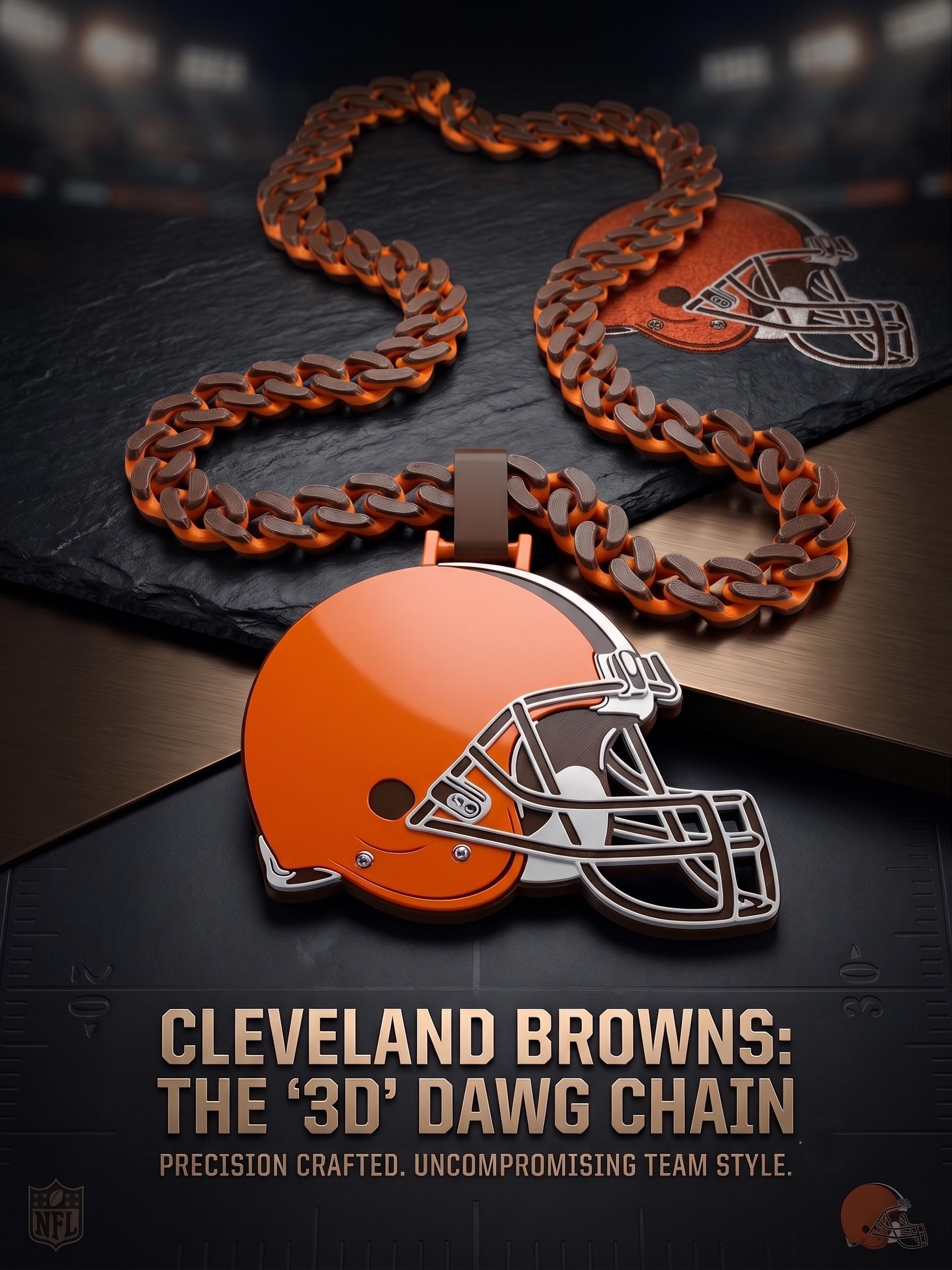 Cleveland BrownsFootball Helmet Necklace | 34" Chunky NFL Fan Chain