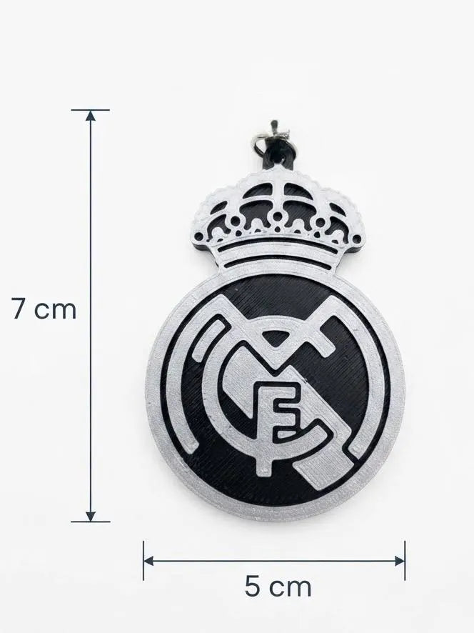 Real Madrid Keychain – Black & Silver Edition - 3D Printed Hala Madrid Bag Tag