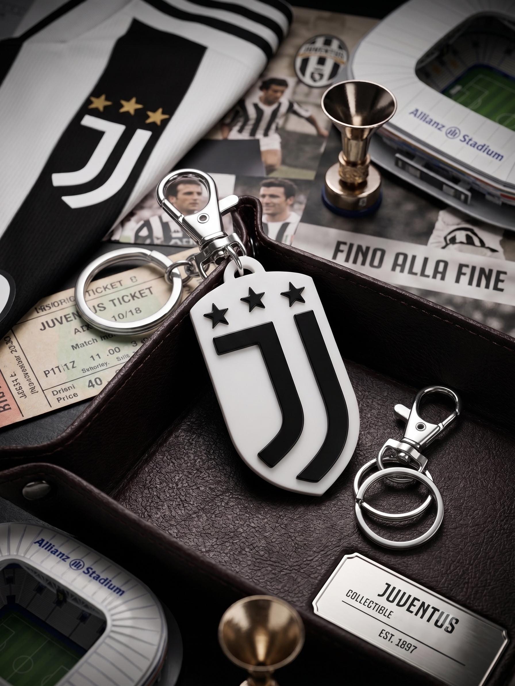 Juventus Keychain 3D Printed | Italian Football Club Keyring | Soccer Fan Gift for Him | Forza Juve Logo Bag Tag | Sports Lover Accessory