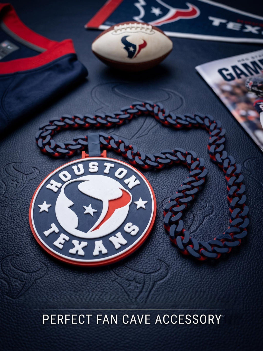 Houston Texans Fan Chain Necklace | NFL Oversized Game Day Medallion