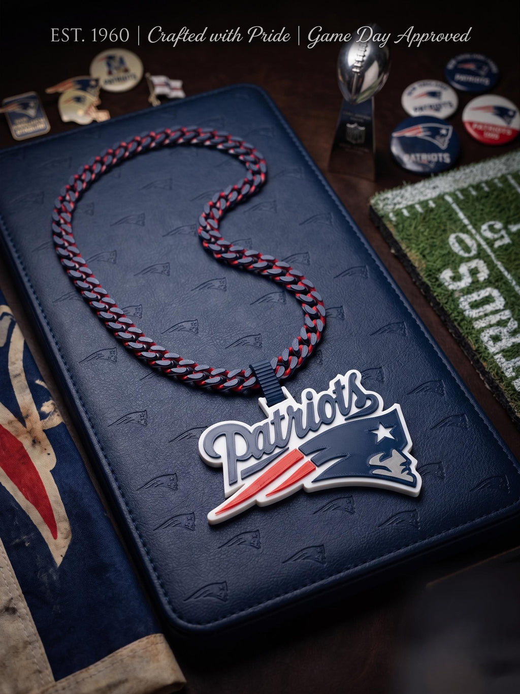 New England Patriots Fan Chain Necklace | NFL Football Pendant