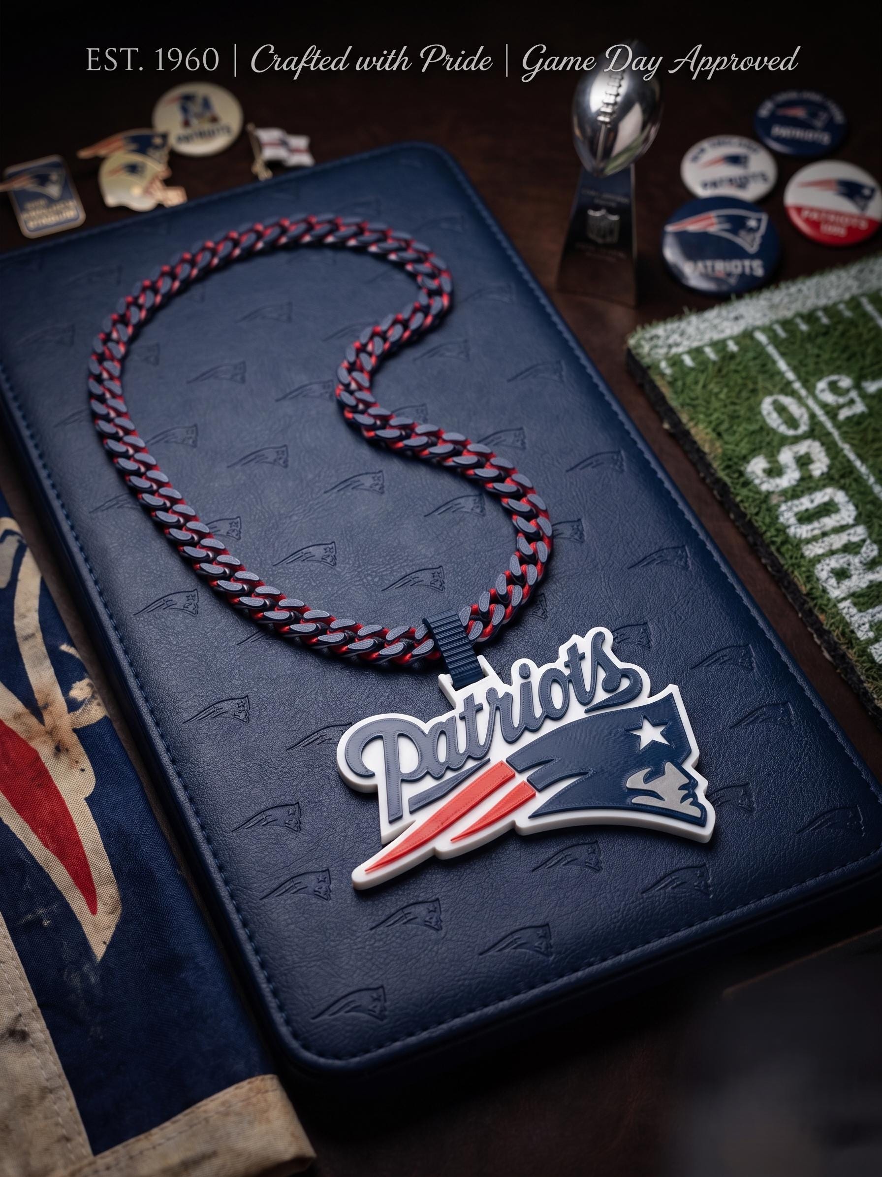New England Patriots Fan Chain Necklace | NFL Football Pendant