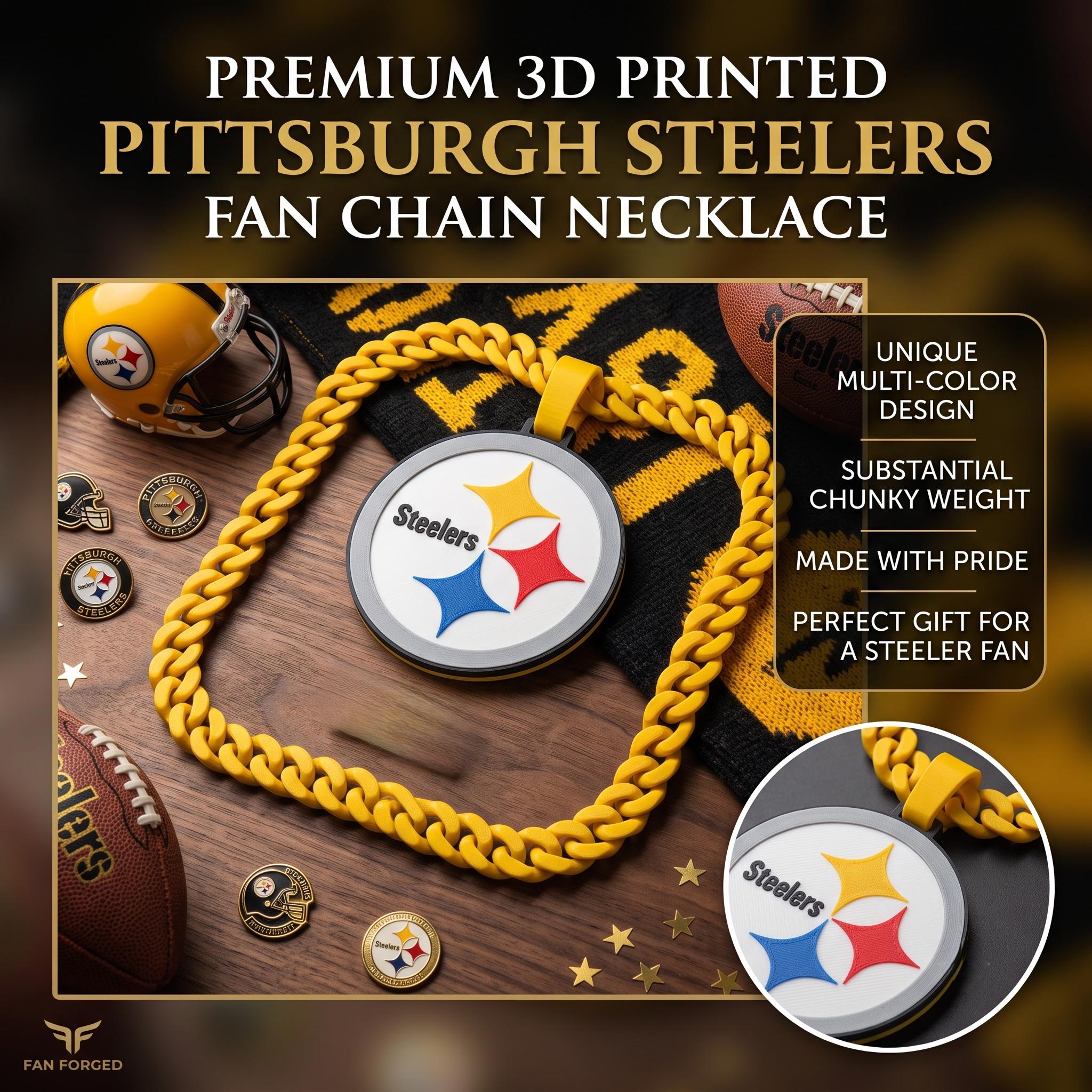 Pittsburgh Steelers Fan Chain | NFL Oversized Football Turnover Necklace