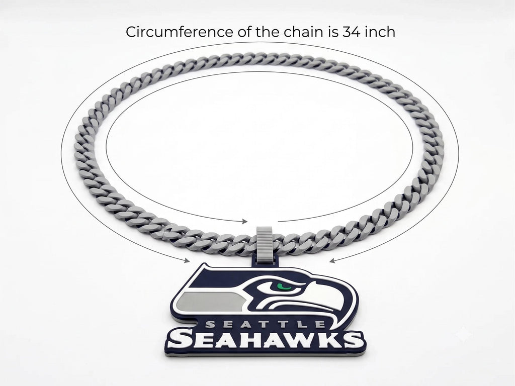 Seattle Seahawks Necklace | NFL12th Man Fan Gear, 34" Chain