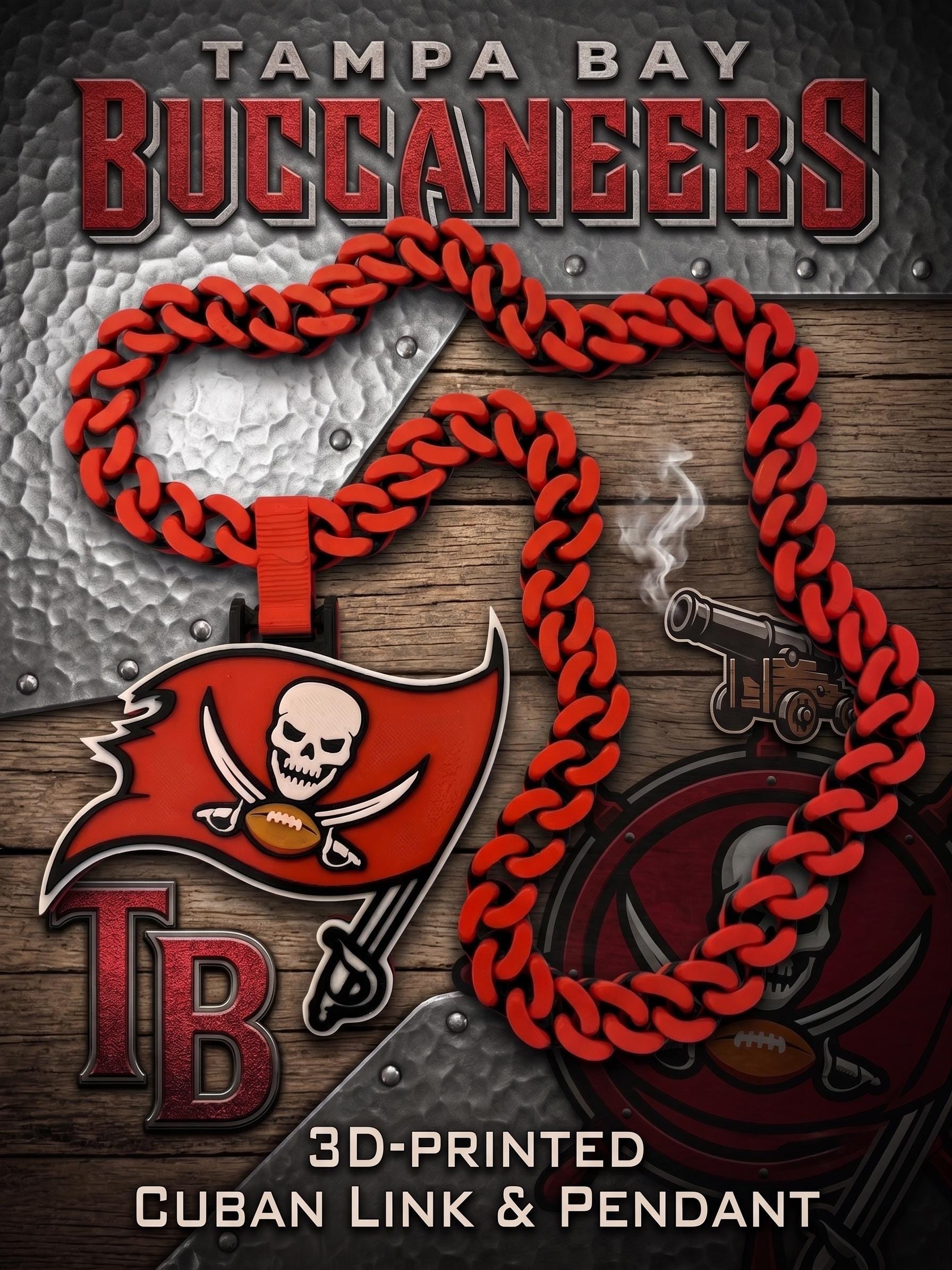 Tampa Bay Buccaneers Swag Chain | NFL 34" Cuban Link Football Pendant Necklace