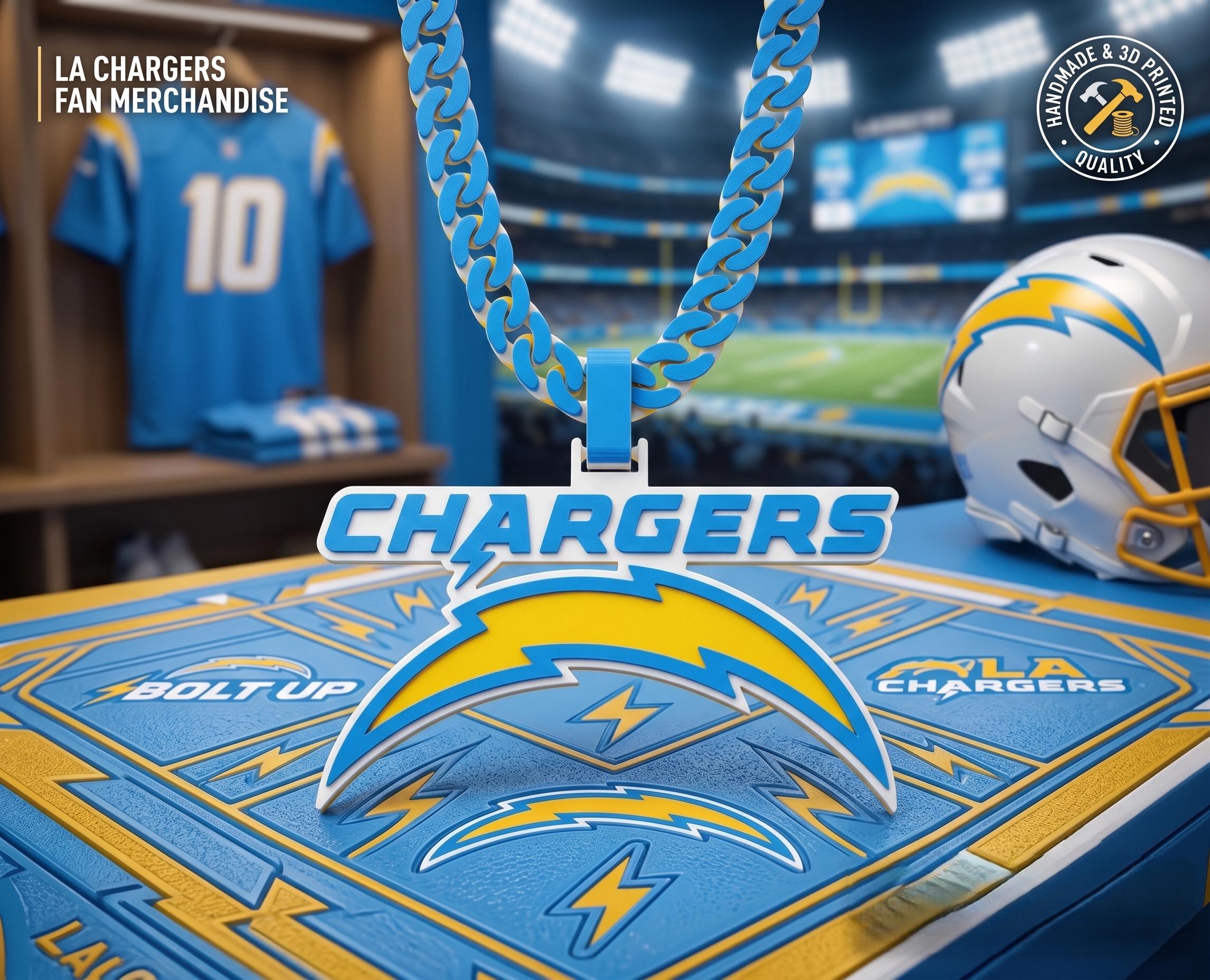 LA Chargers Necklace | NFL Game Day Chain & Bolt Pendant