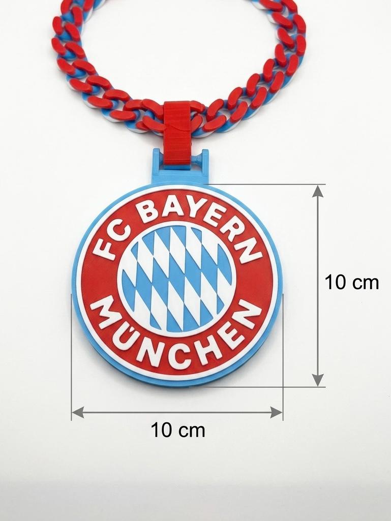 Bayern Munich Necklace, 3D Printed FC Bayern Fan Jewelry, Chunky Chain Soccer Fan Gift, Football Supporter Pendant, German Bundesliga Merch