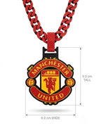 Manchester United Fan Necklace | 3D Printed Oversized Man Utd Crest Pendant & 34" Chain | Red Devils EPL Matchday Gear | Football Fan Gift