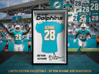 DeVon Achane Miami Dolphins 3D Printed Jersey Shadow Box | NFL Dorm & Desk Decor | Back to School Football Gift for Fans | Shelf Art