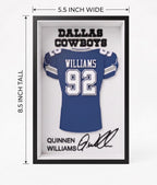 Dallas Cowboys Quinnen Williams 3D Printed NFL Jersey Shadow Box Frame - Football Sports Memorabilia Display Case - Desk, Shelf, Wall Decor