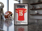 Patrick Mahomes Kansas City Chiefs Jersey Shadow Box - 3D Printed NFL Football Fan Gift, Chiefs Kingdom Desk Decor, Wall Art Shelf Display