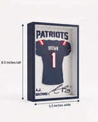 AJ Brown Jersey Shadowbox – 3D Printed Patriots Football Wall Art & Shelf Decor, NFL Sports Fan Gift, Desk Display (8.5" x 5.5")