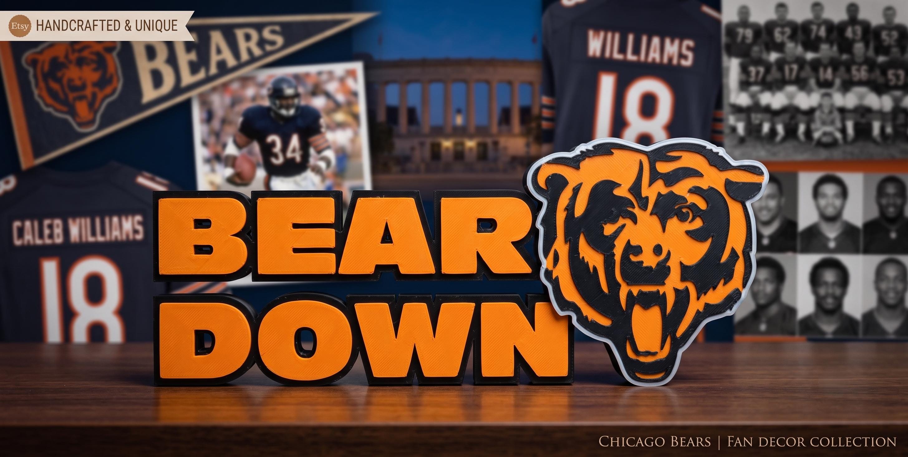 Chicago Bears Desk Decor & Shelf Sign | "BEAR DOWN" NFL Display
