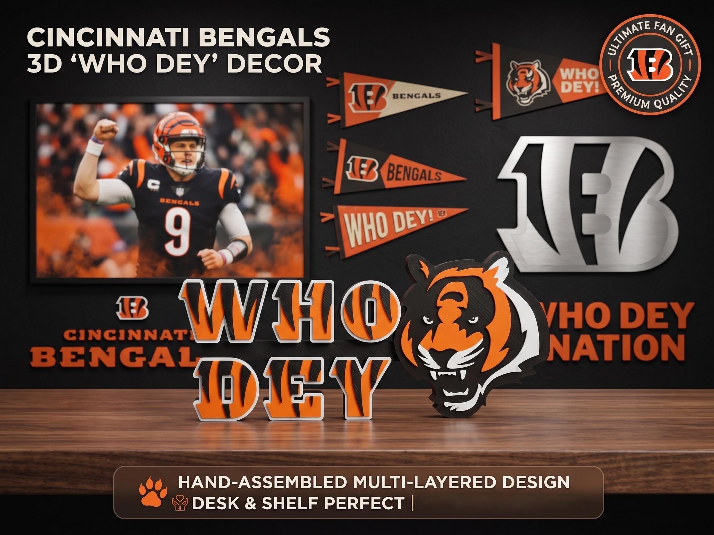 Cincinnati Bengals Who Dey Sign | NFL Football Desk & Shelf Decor