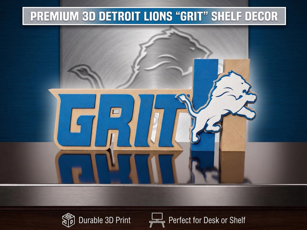 Detroit Lions GRIT Sign | NFL Desk Decor & Shelf Display