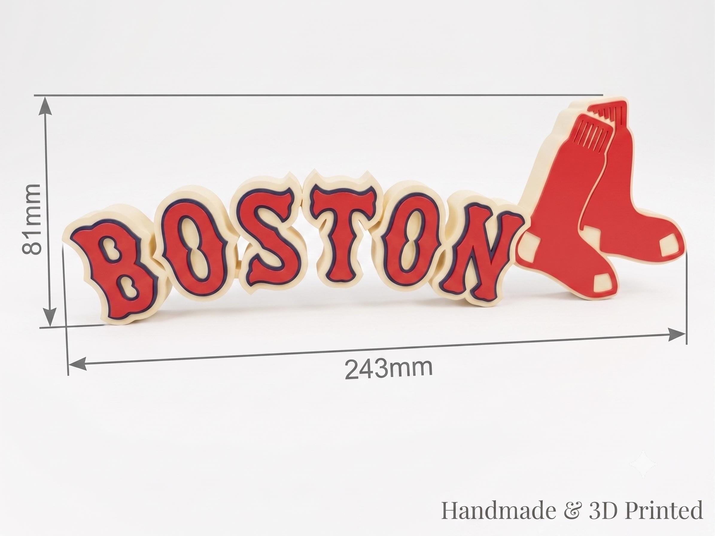 Boston Red Sox 3D Printed Shelf Decor | MLB Desk Sign for Sports Fans | Baseball Man Cave Art | Boston Baseball Fan Gift