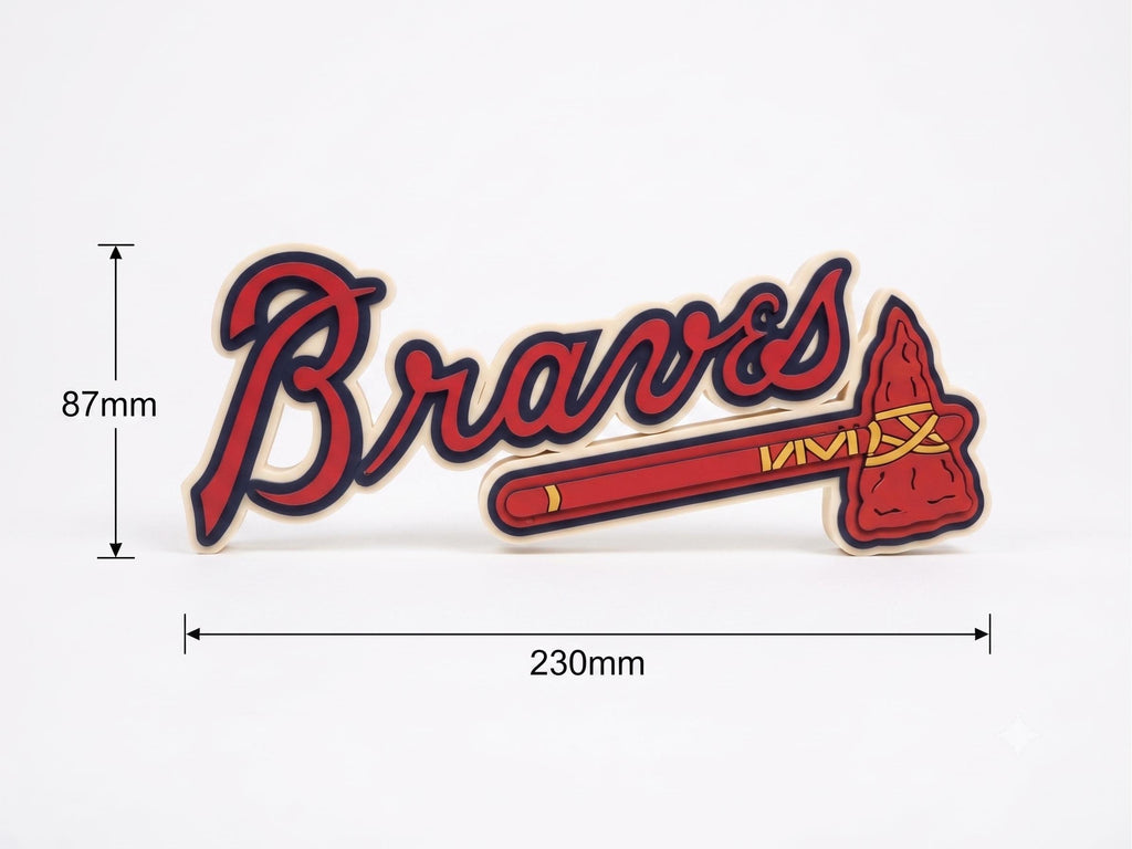 Atlanta Braves 3D Printed Desk Decor | MLB Shelf Display Sign | Baseball Fan Office & Man Cave Gift | Official Logo Collectible