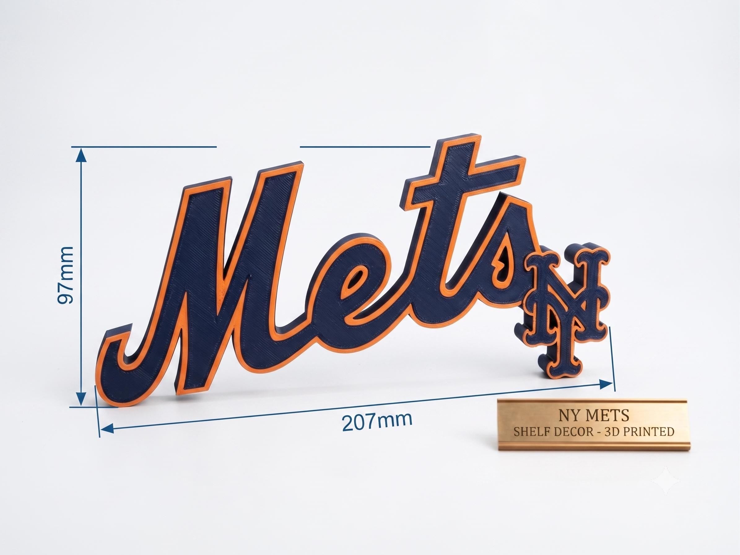 New York Mets 3D Printed Logo Sign | MLB Desk & Shelf Decor, Baseball Fan Gift, Office Table Ornament, Mets Room Accessories