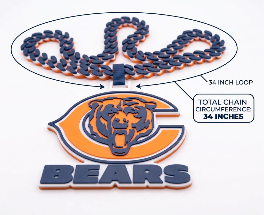 Chicago Bears Necklace | NFL Football Fan Turnover Chain