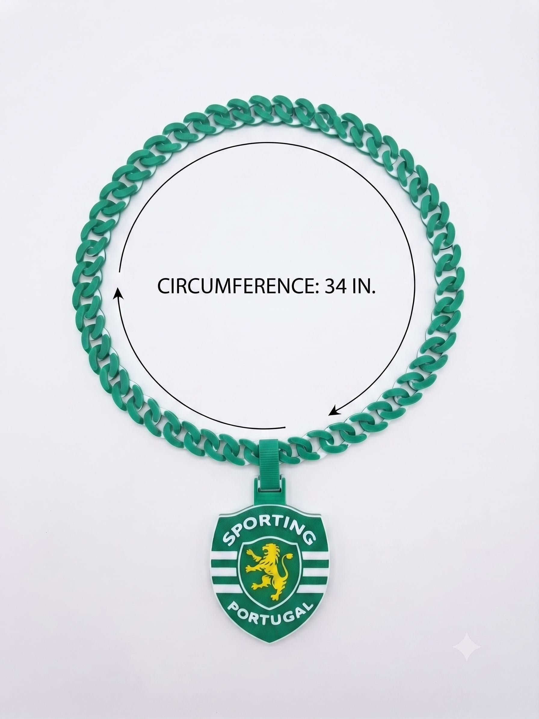 Sporting CP 3D Printed Necklace | Sporting Lisbon Fan Chain & Pendant | Football Supporter Jewelry | Soccer Stadium Game Day Gift