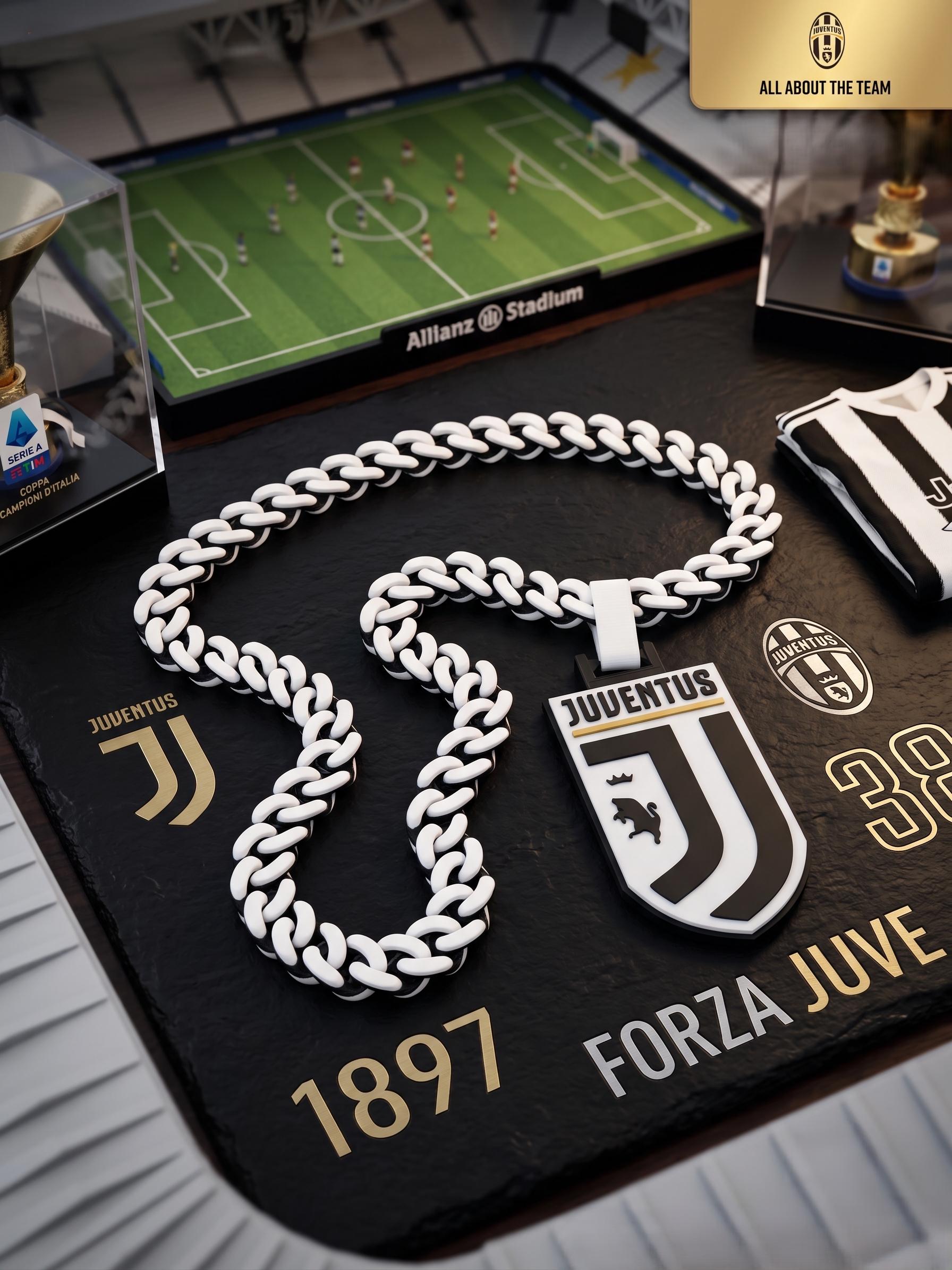 Juventus 3D Printed Chain Necklace | Serie A Soccer Fan Gift, Football Club Pendant, Sports Jewelry, Men Women Unisex Supporters Fan Gear