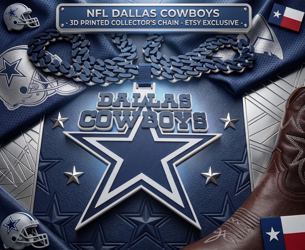 Dallas Cowboys Chain Necklace | NFL 34" Chunky Fan Pendant