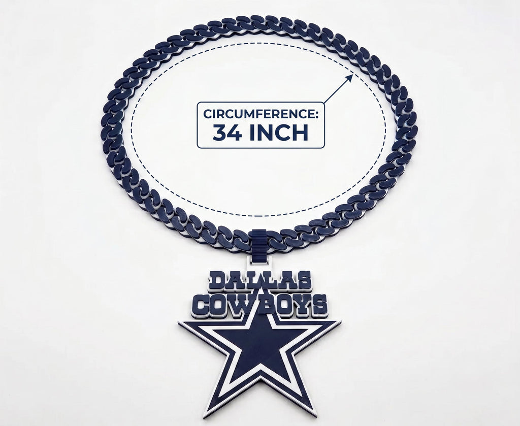 Dallas Cowboys Chain Necklace | NFL 34" Chunky Fan Pendant