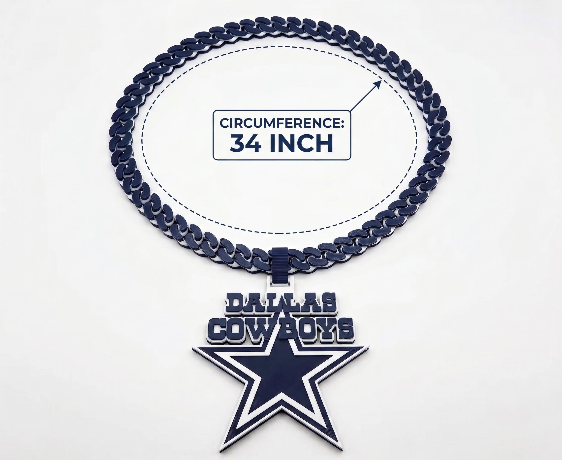 Dallas Cowboys Chain Necklace | NFL 34" Chunky Fan Pendant