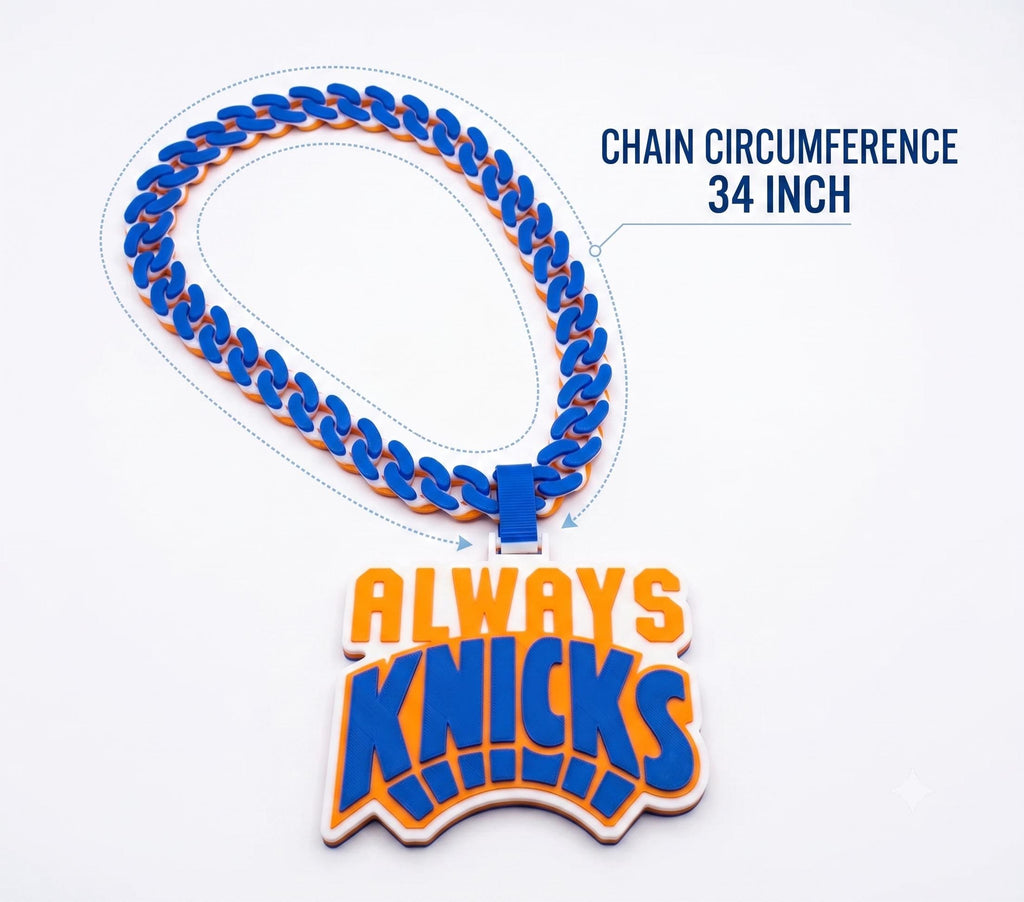 New York Knicks 3D Printed Chunky Chain Necklace | NYK Fan Gear | Always Knicks Basketball Pendant