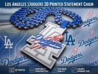LA Dodgers 3D Printed Statement Necklace | 34" Chunky Chain Baseball Pendant | Los Angeles Fan Gear & Sports Jewelry Gift