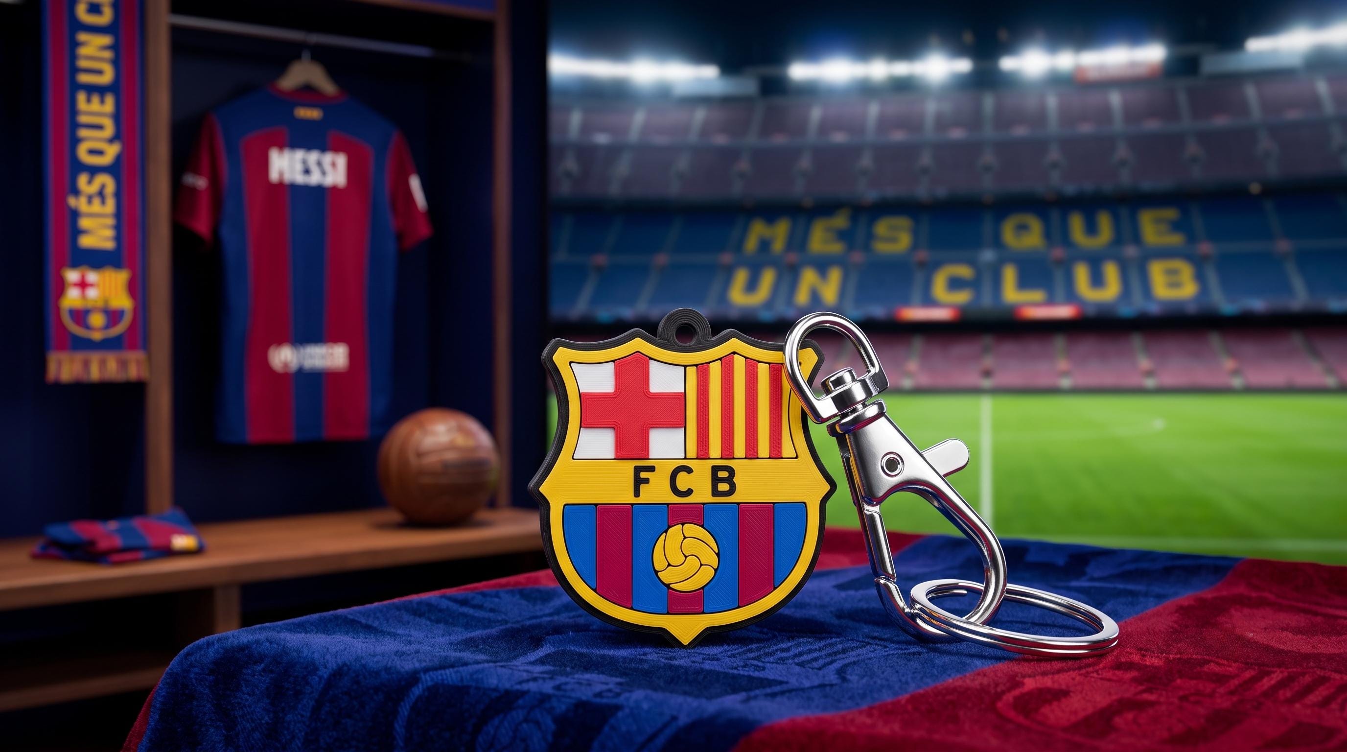 FC Barcelona 3D Printed Keychain | Soccer Fan Gift Bag Charm | FCB Football Crest Keyring | Barca Sports Memorabilia | Men Boys Gift
