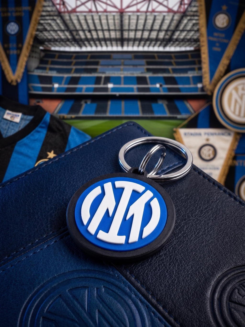 Inter Milan Keychain | 3D Printed Nerazzurri Football Club Emblem | Serie A Soccer Fan Gift | Italian Football Keyring & Sports Bag Tag