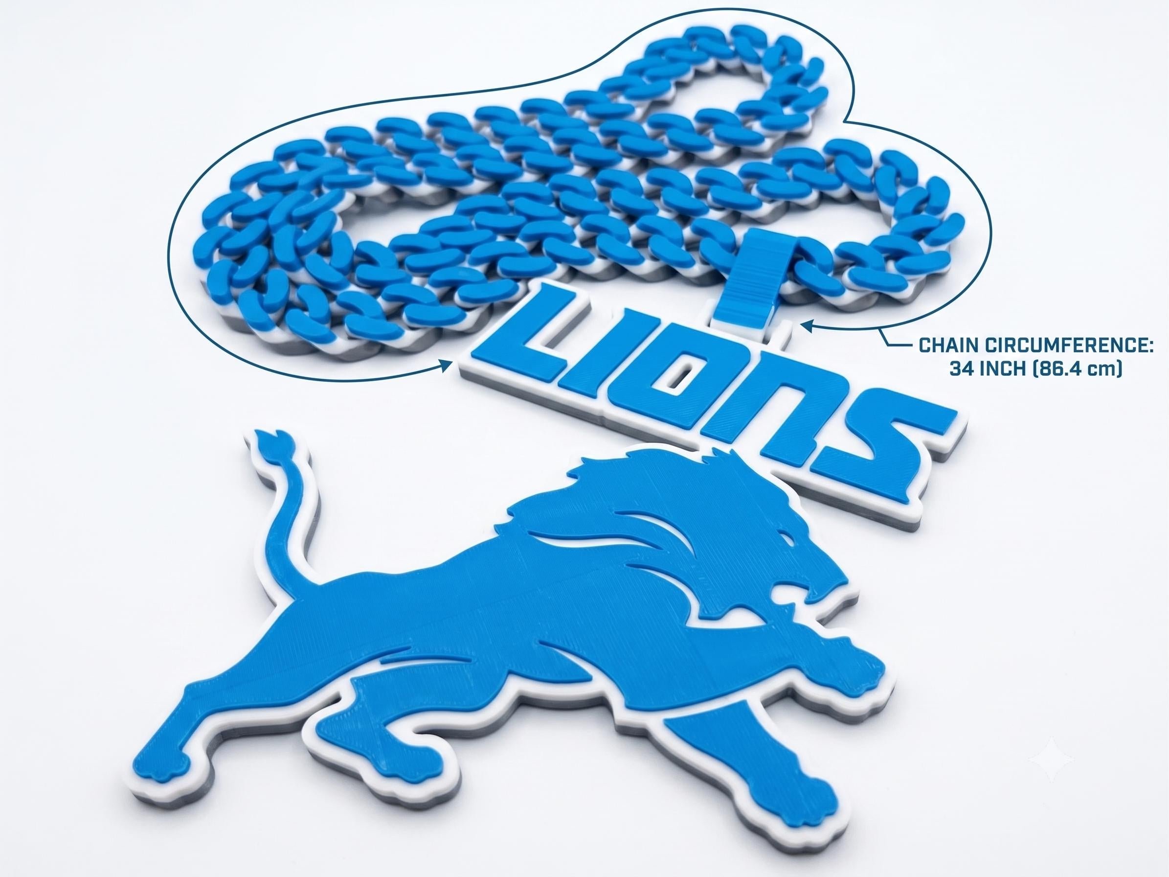 Detroit Lions Chunky Chain Necklace | 34" Chunky Chain NFL Tailgate