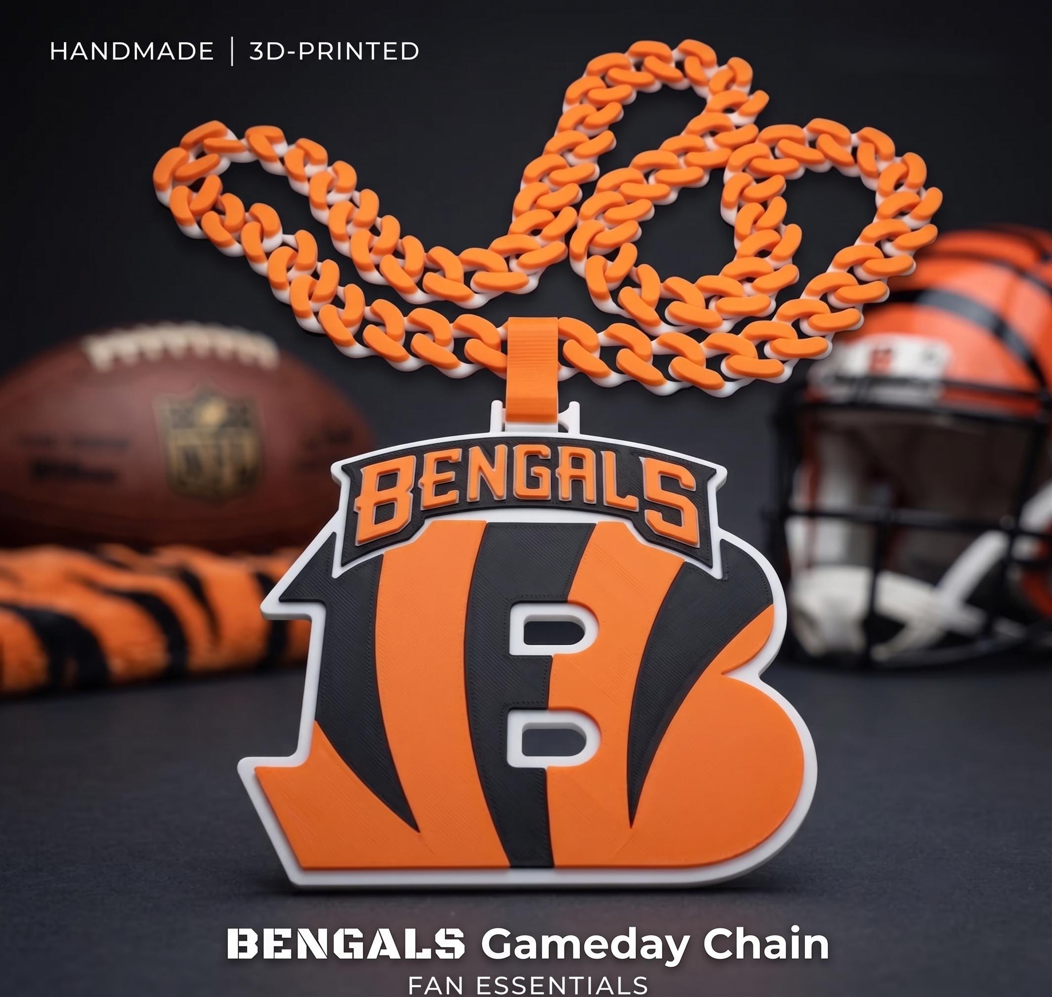 Cincinnati Bengals Football Chain Necklace | 34" Chunky Chain NFL Tailgate