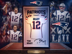 Tom Brady Patriots 3D Printed Jersey Shadow Box | NFL Football Dorm & Desk Decor | Back to School Gift for Fans | Sports Wall Art Shelf Art