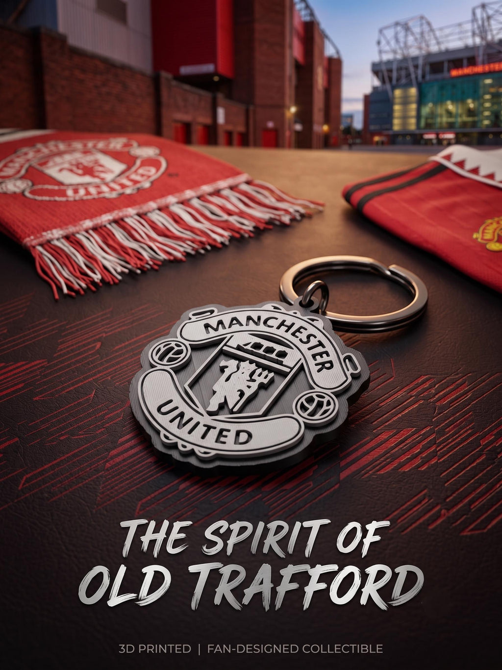 Manchester United 3D Printed Keychain | EPL Football Crest Keyring | Red Devils Soccer Fan Gift | Old Trafford Bag Tag Mens Sports Gift