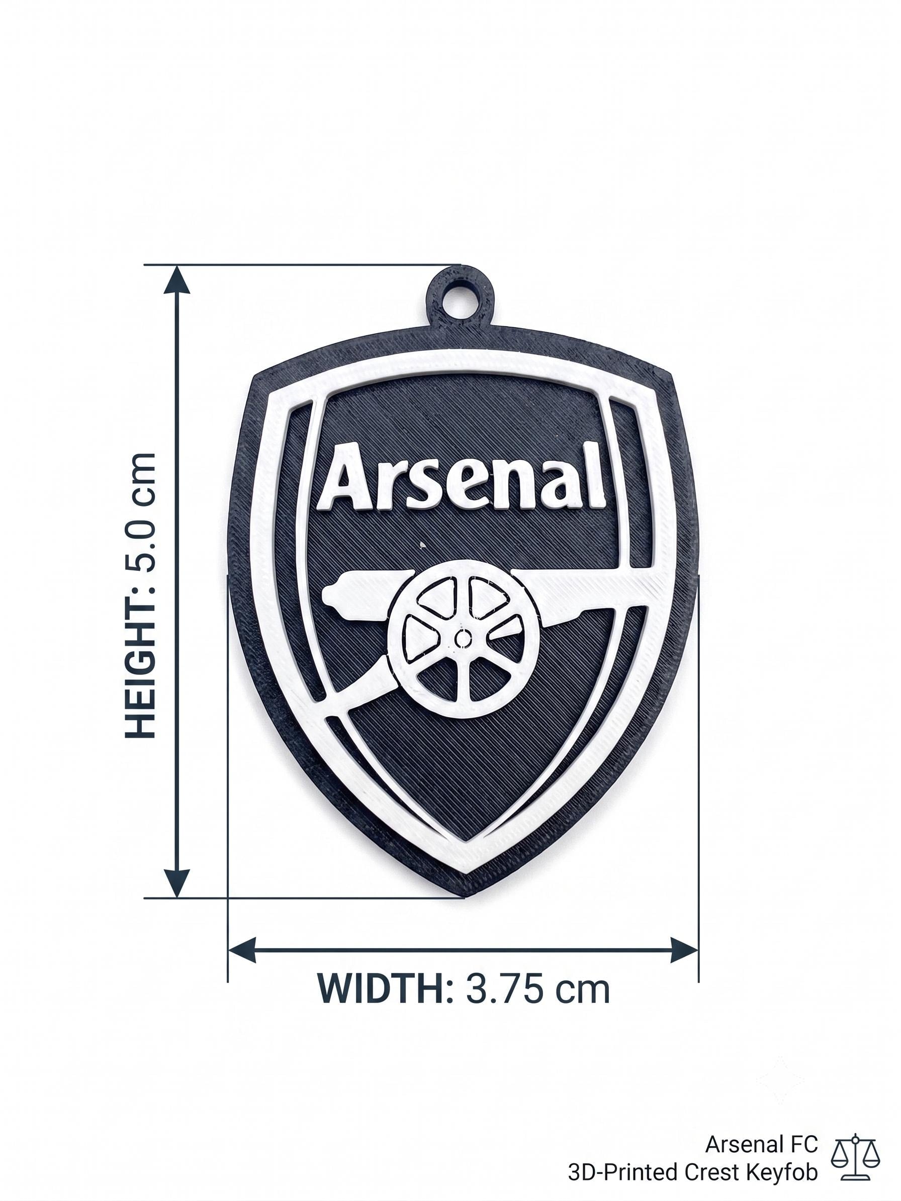 Arsenal FC Keychain | 3D Printed EPL Football Crest Keyring | Gunners Soccer Bag Tag | Premier League Sports Gift for Men & Fans