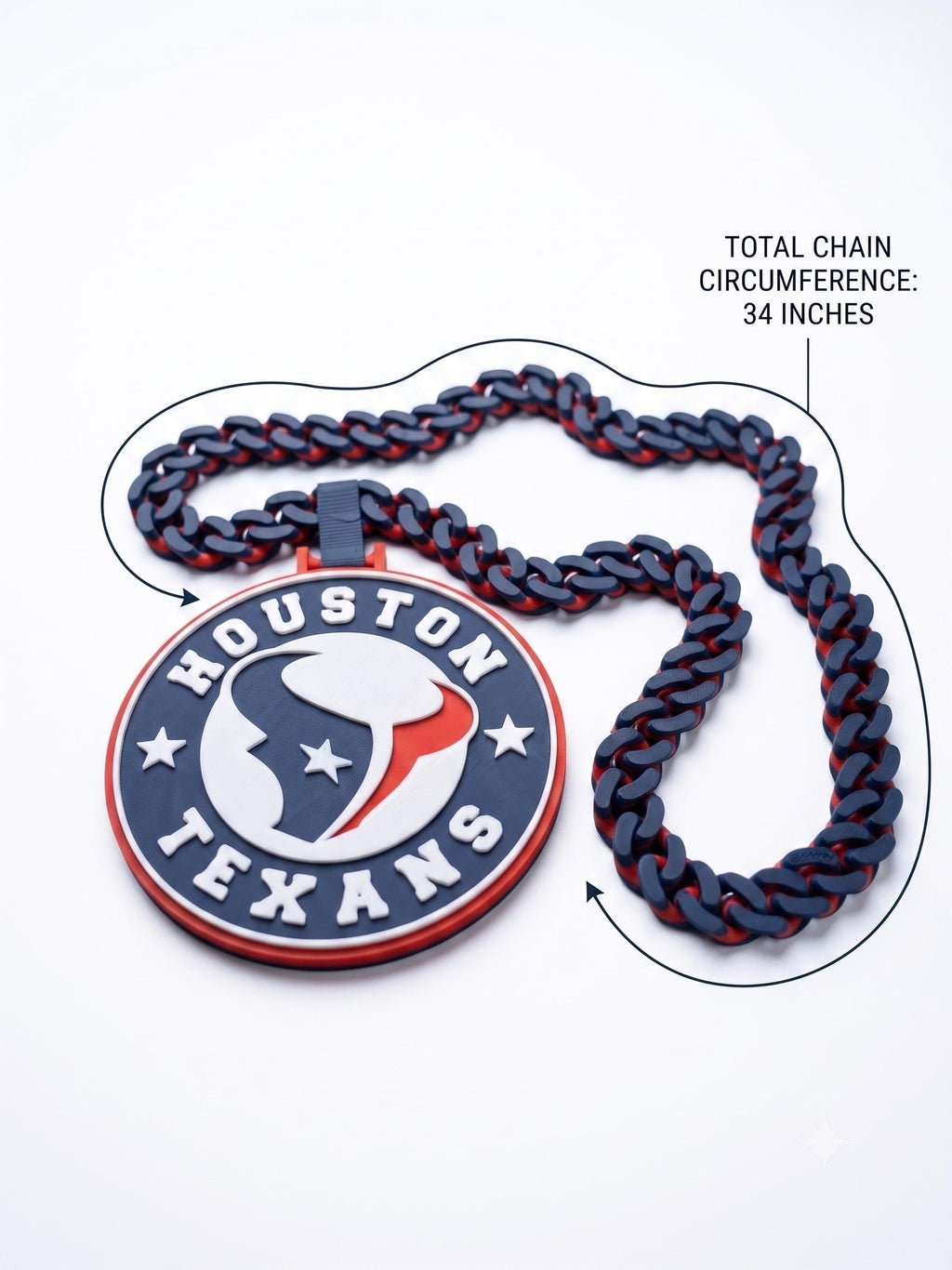 Houston Texans Fan Chain Necklace | NFL Oversized Game Day Medallion
