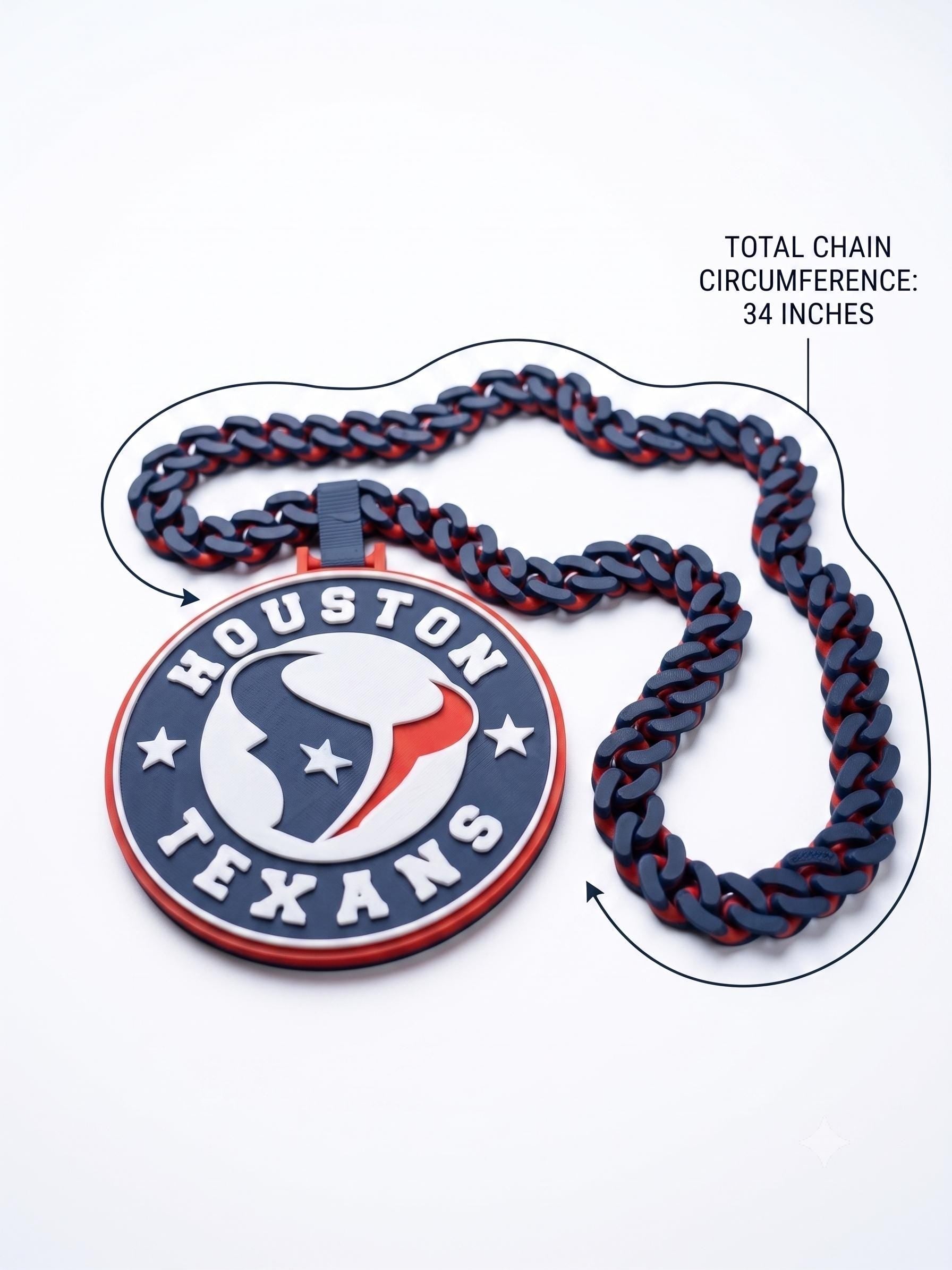 Houston Texans Fan Chain Necklace | NFL Oversized Game Day Medallion