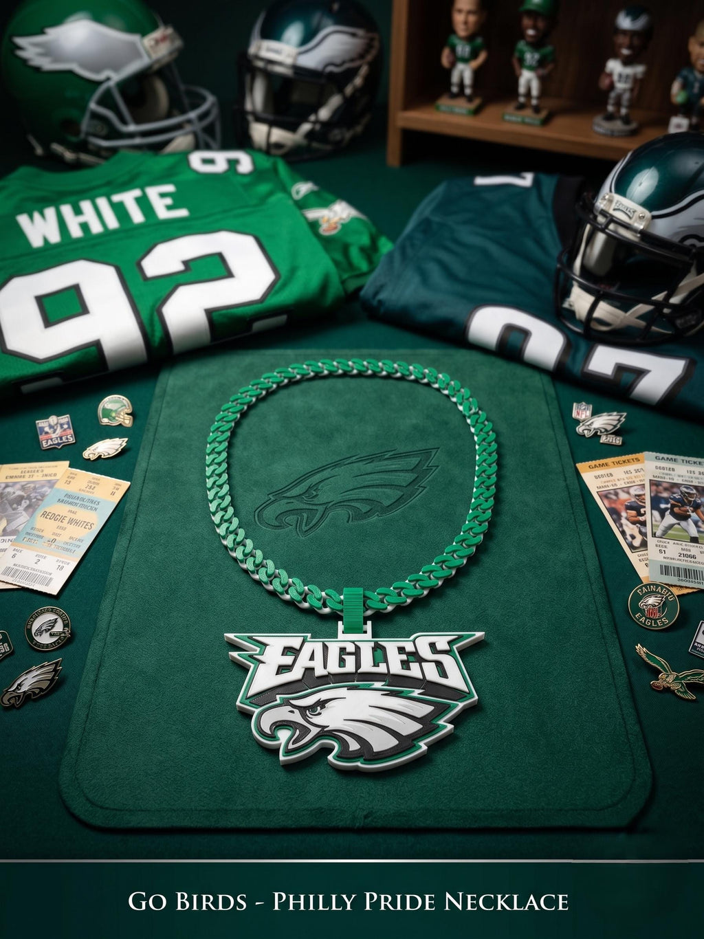 Philadelphia Eagles Fan Chain Necklace - NFL Oversized Game Day Turnover Chain