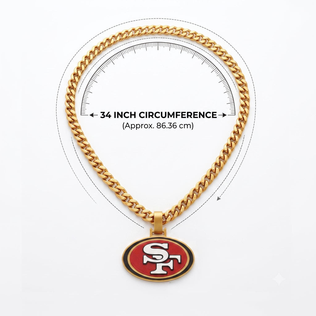 San Francisco 49ers Gold Chain Necklace | NFL Football Fan Pendant