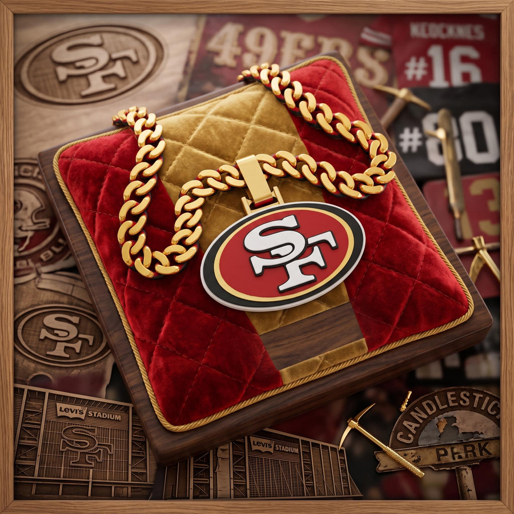 San Francisco 49ers Gold Chain Necklace | NFL Football Fan Pendant