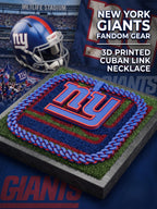 New York Giants Necklace | NFL 34" Cuban Link Chain with NY Logo Pendant