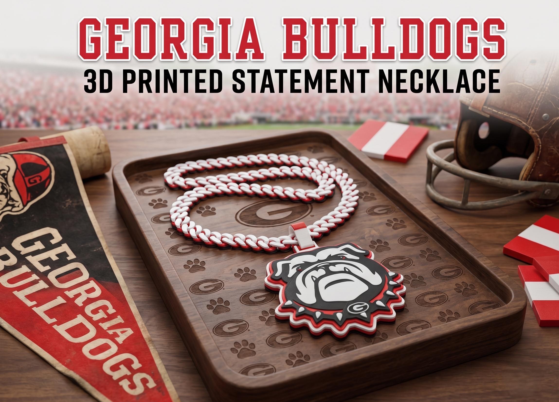 Georgia Bulldogs Statement Necklace | SEC 34" Chain UGA Game Day Fan Gear