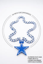 Dallas Football Stunt Chain | NFL 34" Cuban Link Necklace with Big Star Pendant